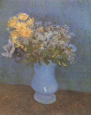 Vase wtih Lilacs,Daisies and Anemones (nn04)